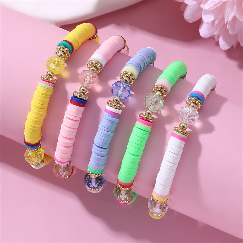 Set di braccialetti bohémien per bambini in argilla polimerica con ciondoli smaltati a forma di farfalla e stella, per bambine dai 6 ai 10 anni