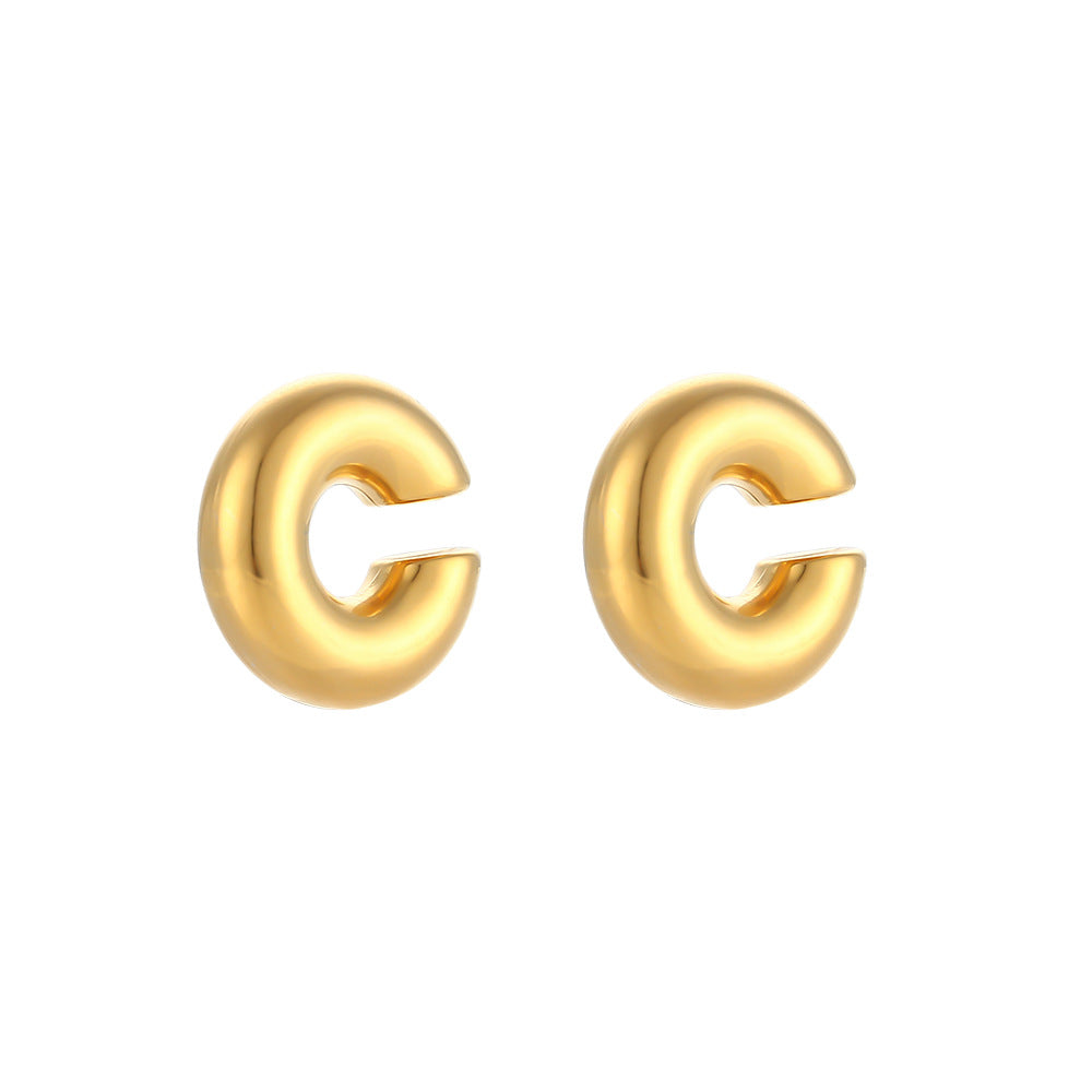 Minimalist Geometric Stainless Steel Hoop Earrings with 18K Gold Plating for Women