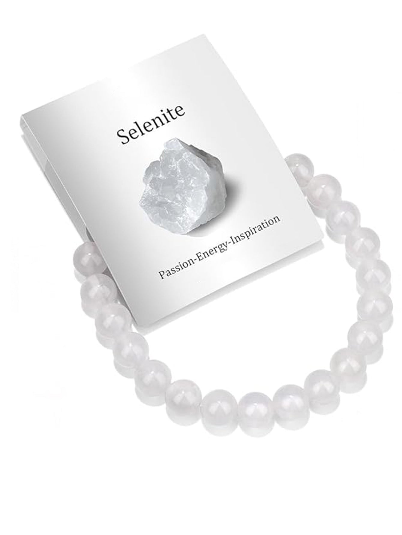 8mm Natural Crystal Beaded Stretch Bracelet Geometric Round Unisex Handmade Jewelry Set