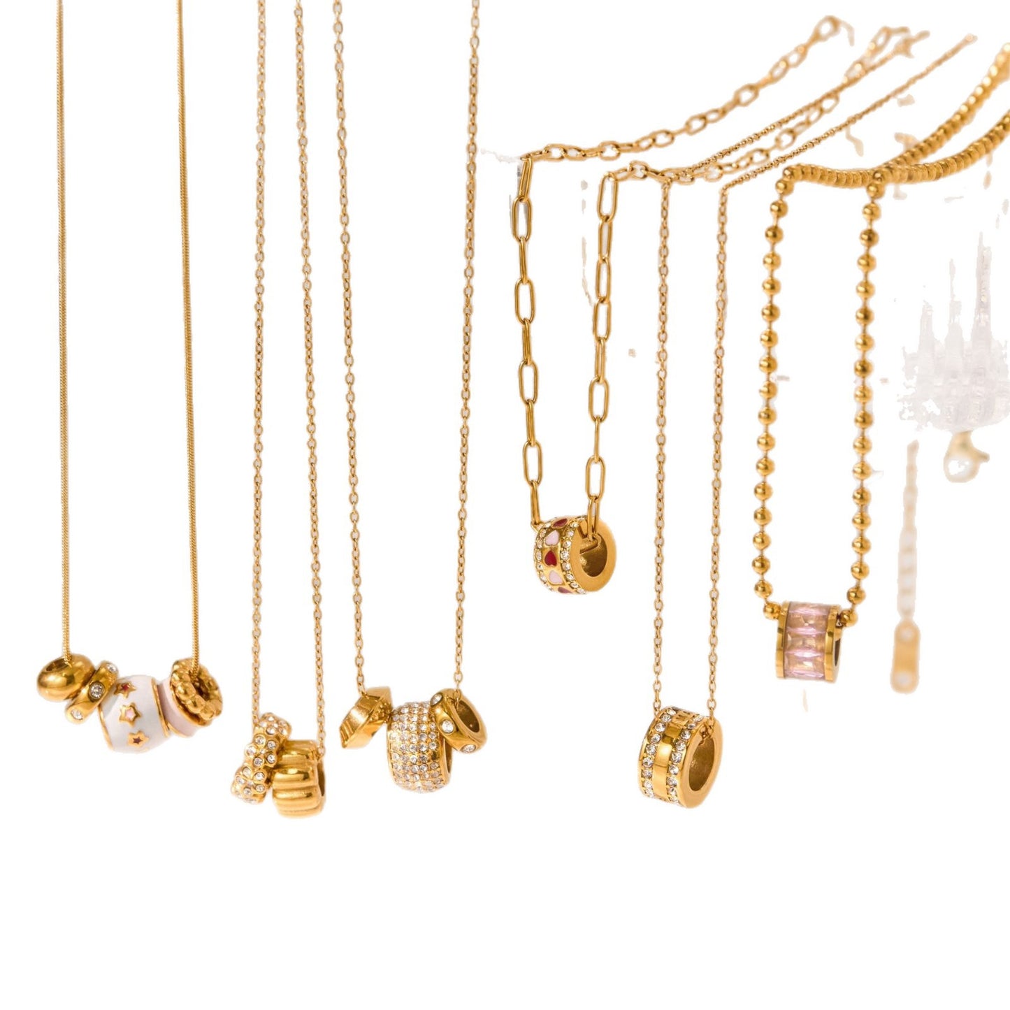 Collana con Ciondolo Geometrico Minimalista in Acciaio al Titanio Placcato per Donna