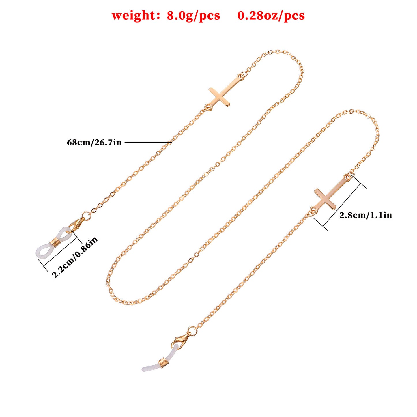 Minimalist Elegant Alloy Cross Eyeglass Chain for Women