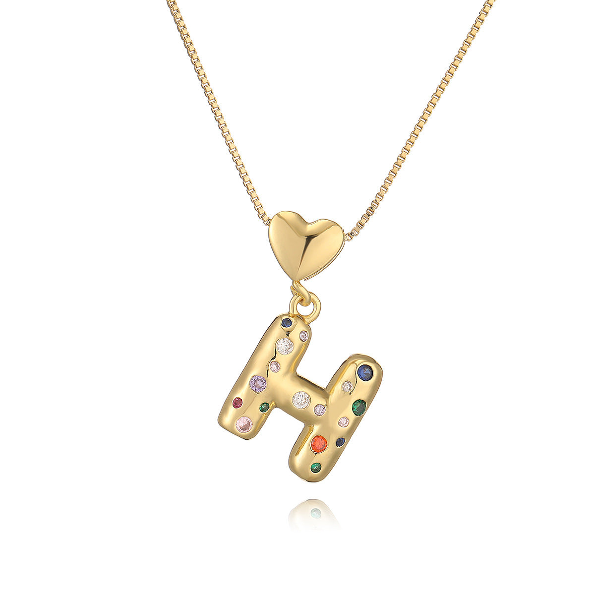 Collana Pendente Minimalista a Lettera in Rame Placcato Oro 18K con Intarsio di Zirconi per Donna