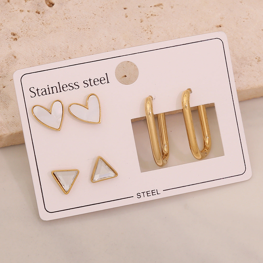 Fashionable Heart and Star Shaped Stainless Steel Earrings with Plating Finish for Women