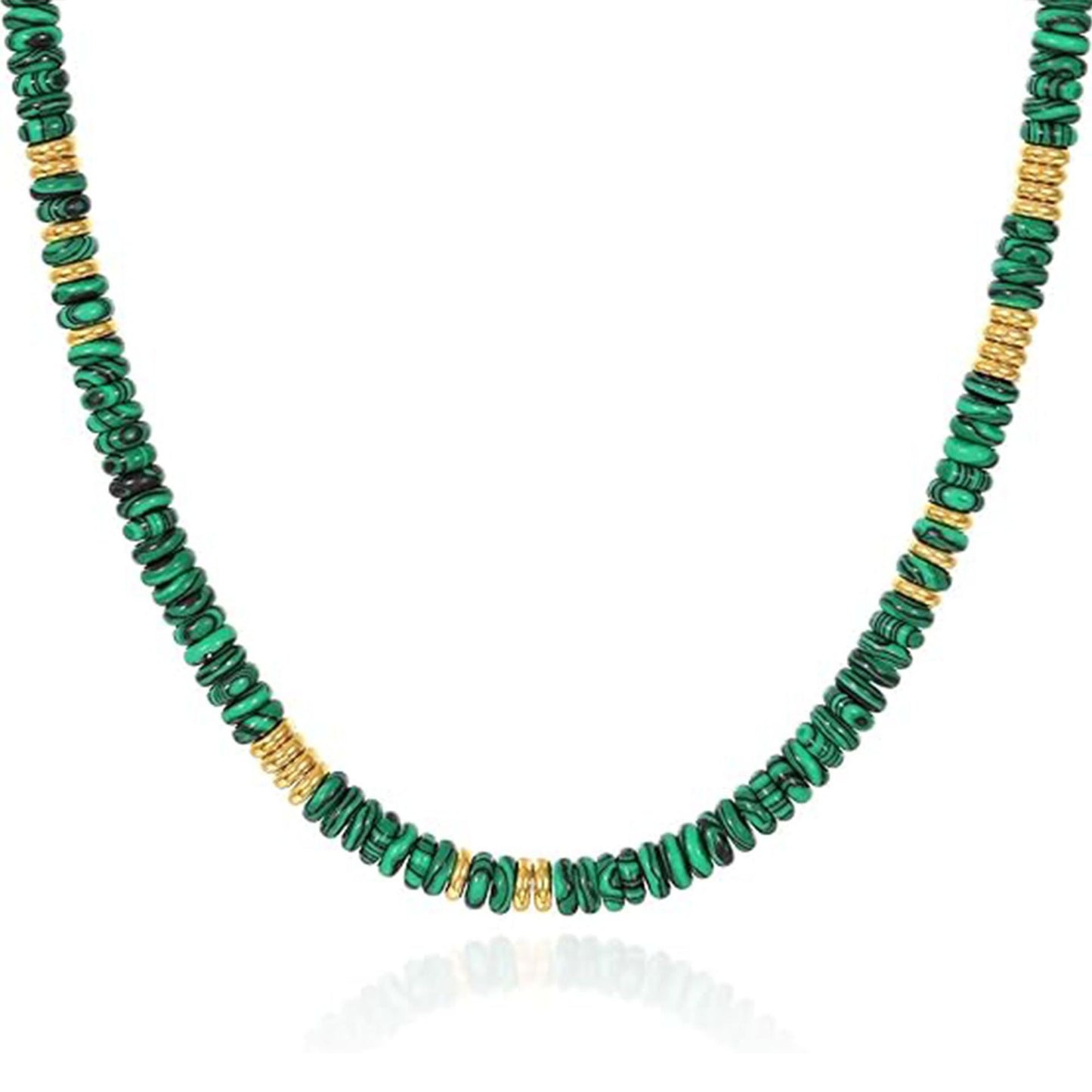 Bohemian Luxury Round Natural Stone Beaded Stainless Steel Necklace for Women