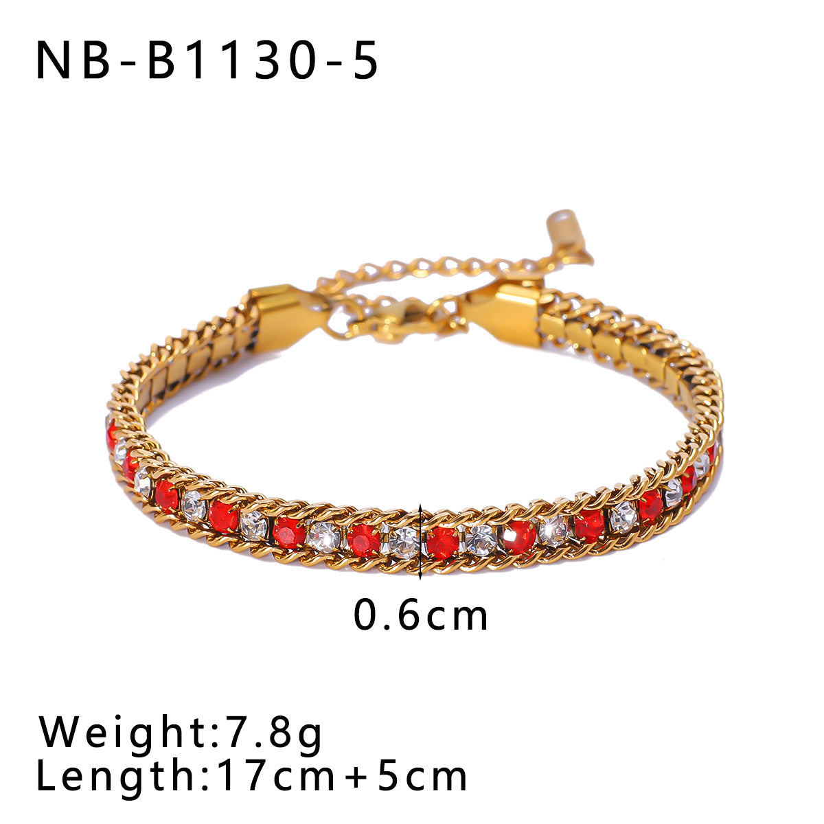 Bohemian Stainless Steel 18K Gold Plated Geometric Bracelet with Colorful Rhinestones Minimalist Women's Jewelry