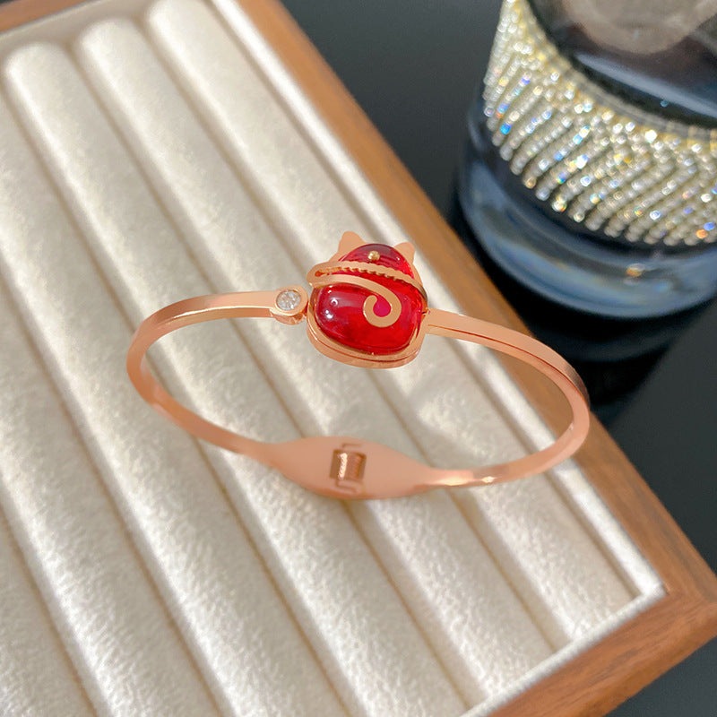 Minimalist Luxury Geometric Titanium Steel Plated Bracelet for Women