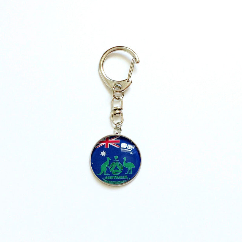 Sporty Round Stainless Steel Keychain National Football Team Souvenir Gift