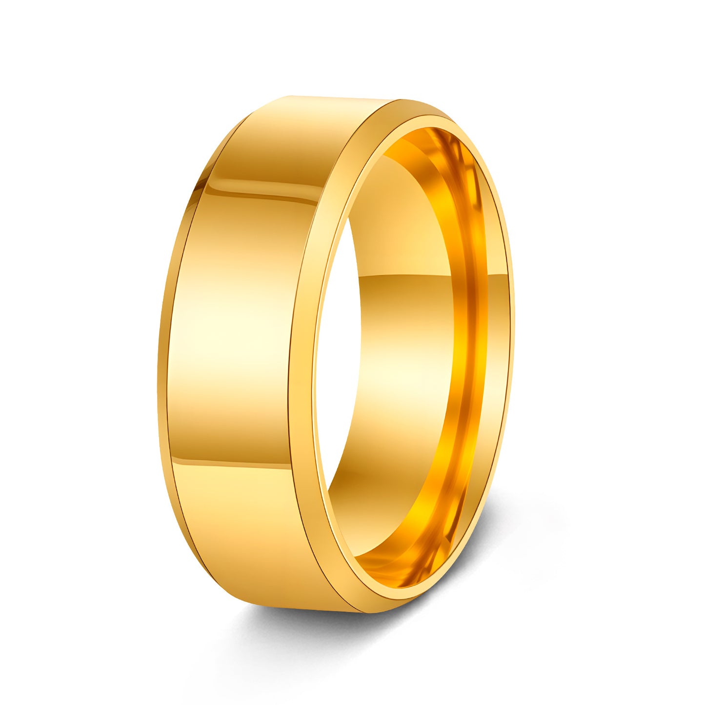 Minimalist 8MM Polished Plated Stainless Steel Ring Unisex Wedding Band