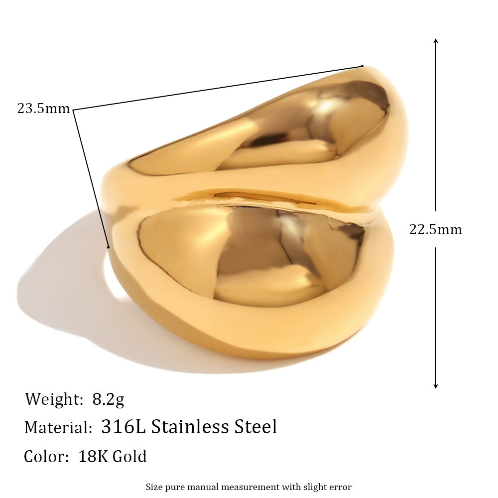 Anello in acciaio inossidabile da donna con fiore minimalista e forma geometrica placcato in oro 18K