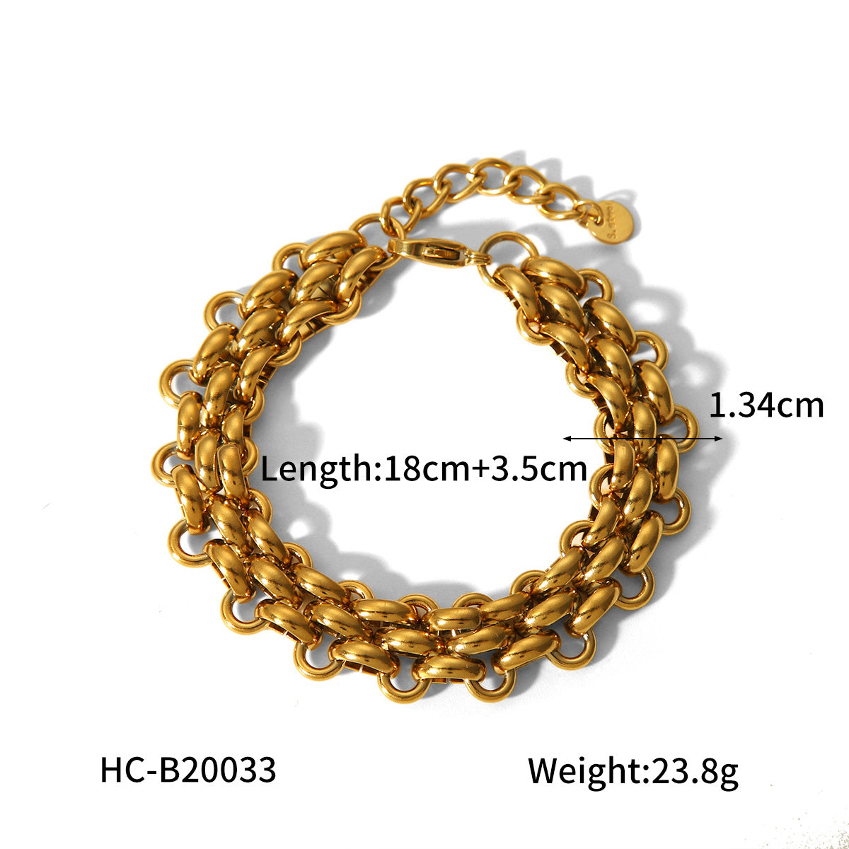 Fashionable Geometric Woven Bracelet for Women with Ring Buckle Design 18K Gold Plated Stainless Steel