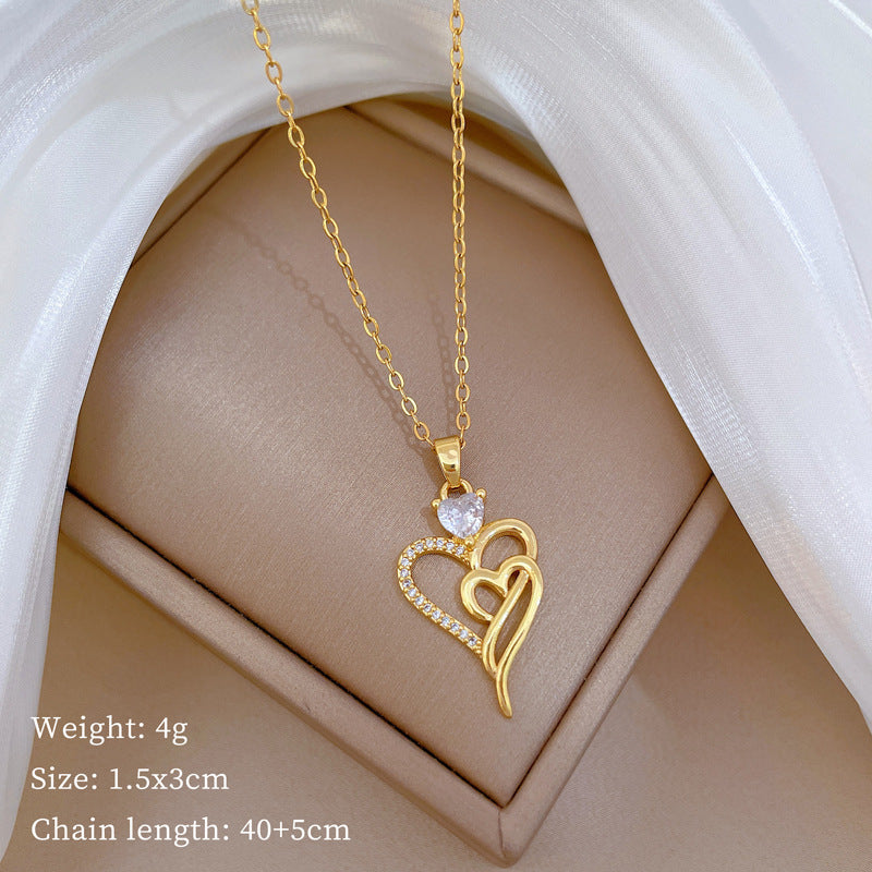 Geometric Minimalist Titanium Steel Necklace with Copper Pendant Plated in Real Gold Irregular Chain