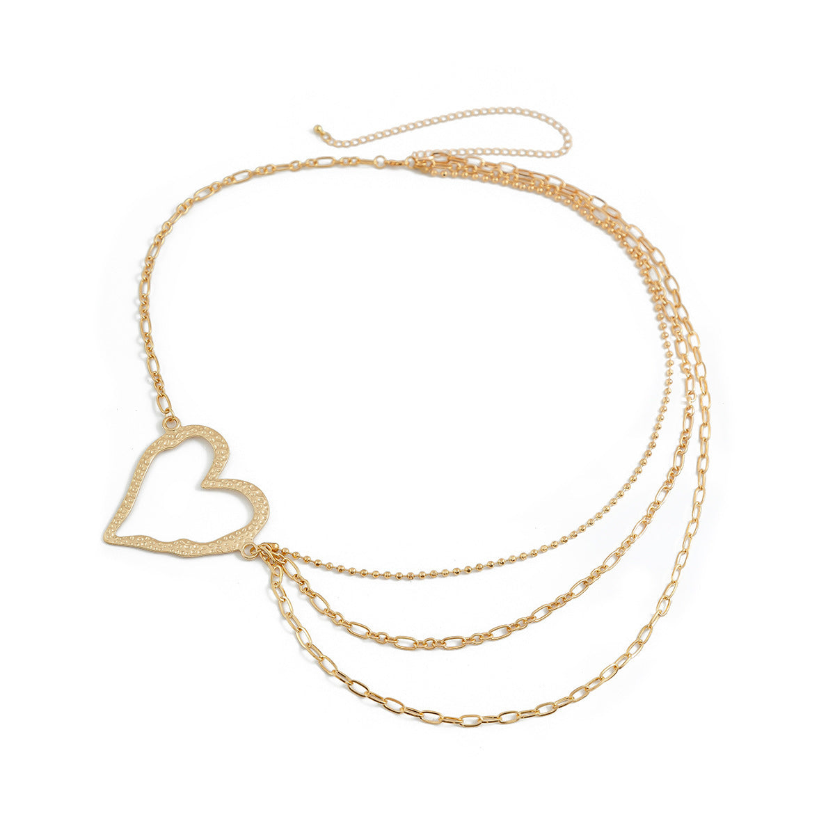 Sweet Exaggerated Heart Matte Alloy Body Chain with Tassel for Women
