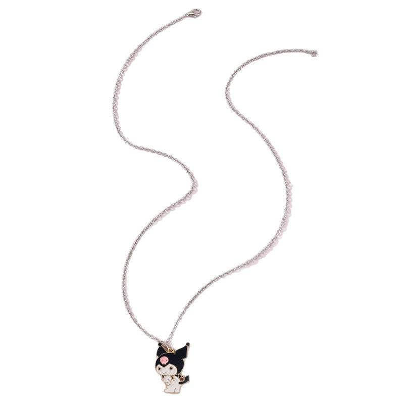 Collana Minimalista con Fiocco in Lega per Bambini con Finitura Smaltata Ciondolo a Catena in Stile Cartone Animato