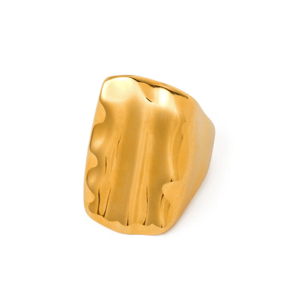 Anello in acciaio inossidabile con texture geometrica stile Ins con placcatura in oro 18 carati da donna