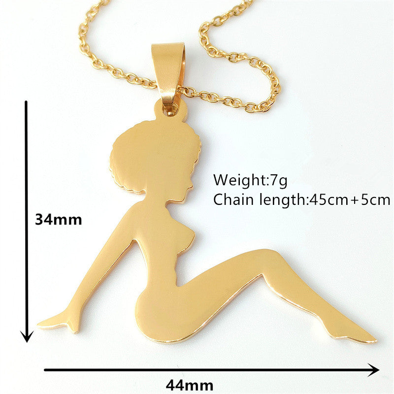 Minimalist Geometric Pendant Necklace for Women in Stainless Steel with Titanium Steel Charm and Plated Finish