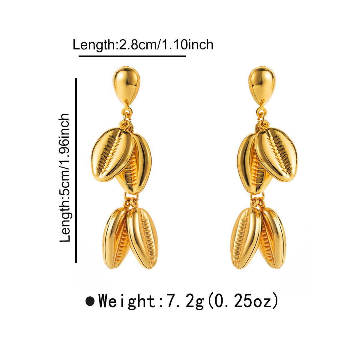 Eleganti orecchini a stella in acciaio inossidabile in stile vintage placcati oro da donna