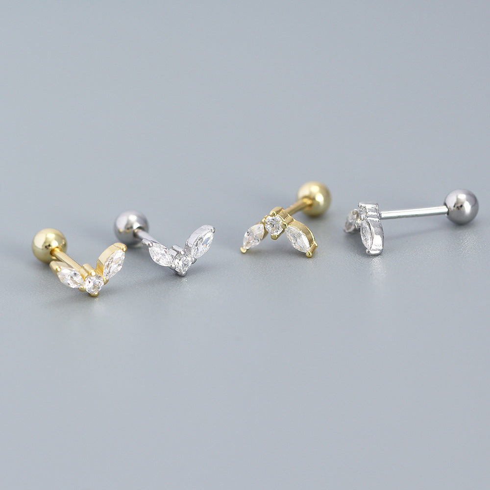 Eleganti Orecchini a Cerchio Geometrici da Lavoro in Argento Sterling 925 Placcato con Zirconi Cubici e Design a Linee Astratte
