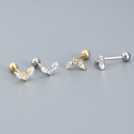 Eleganti Orecchini a Cerchio Geometrici da Lavoro in Argento Sterling 925 Placcato con Zirconi Cubici e Design a Linee Astratte