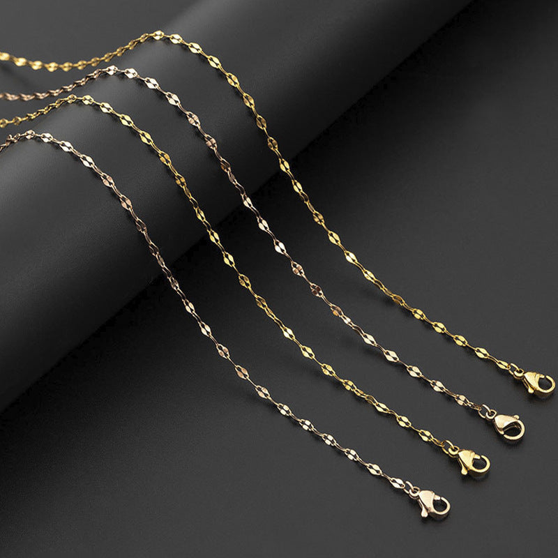 Geometric Titanium Steel Plated Pendant Necklace with Snake Chain for Women
