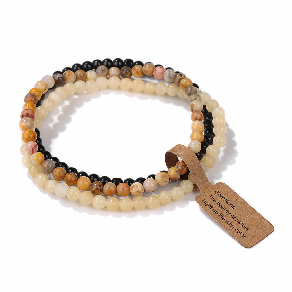 Vintage Geometric Agate Beaded Bracelet Unisex Natural Stone Jewelry