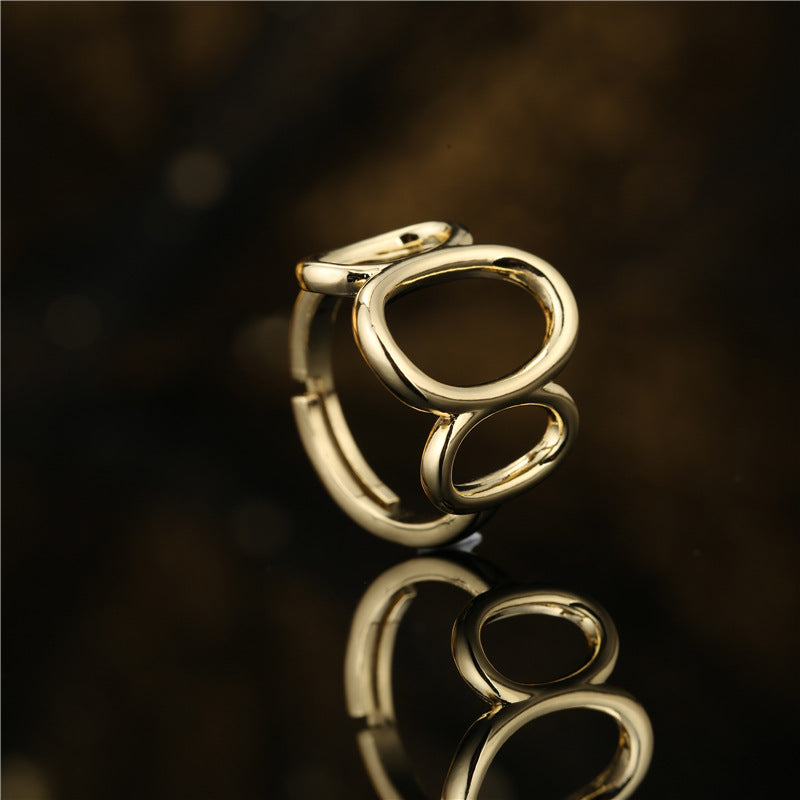 Minimalist Geometric Open Ring Brass Plated Women