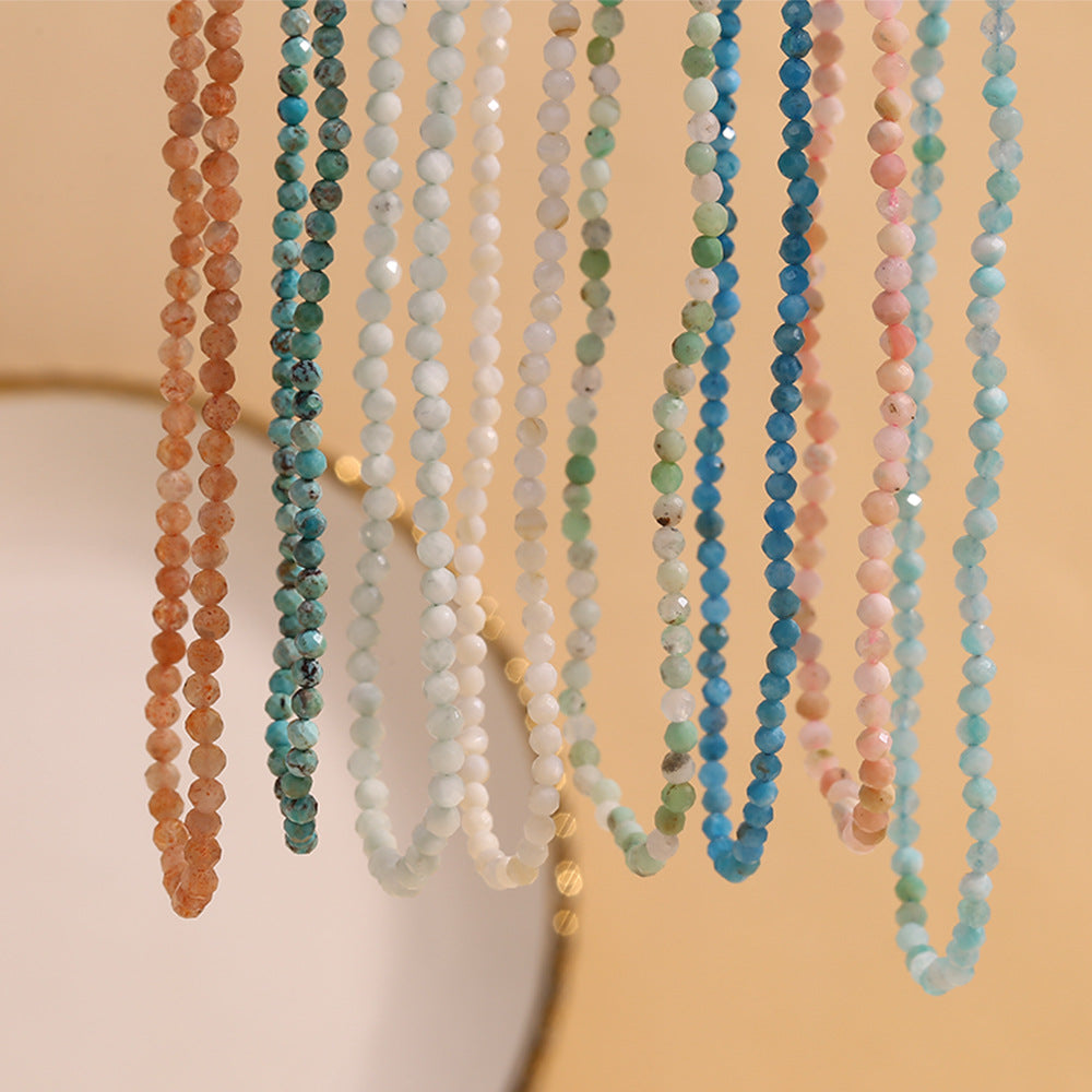 Collar de Cuentas de Acero Inoxidable Bañado en Oro de 18K con Diseño Geométrico de Moda y Piedras Naturales para Mujer
