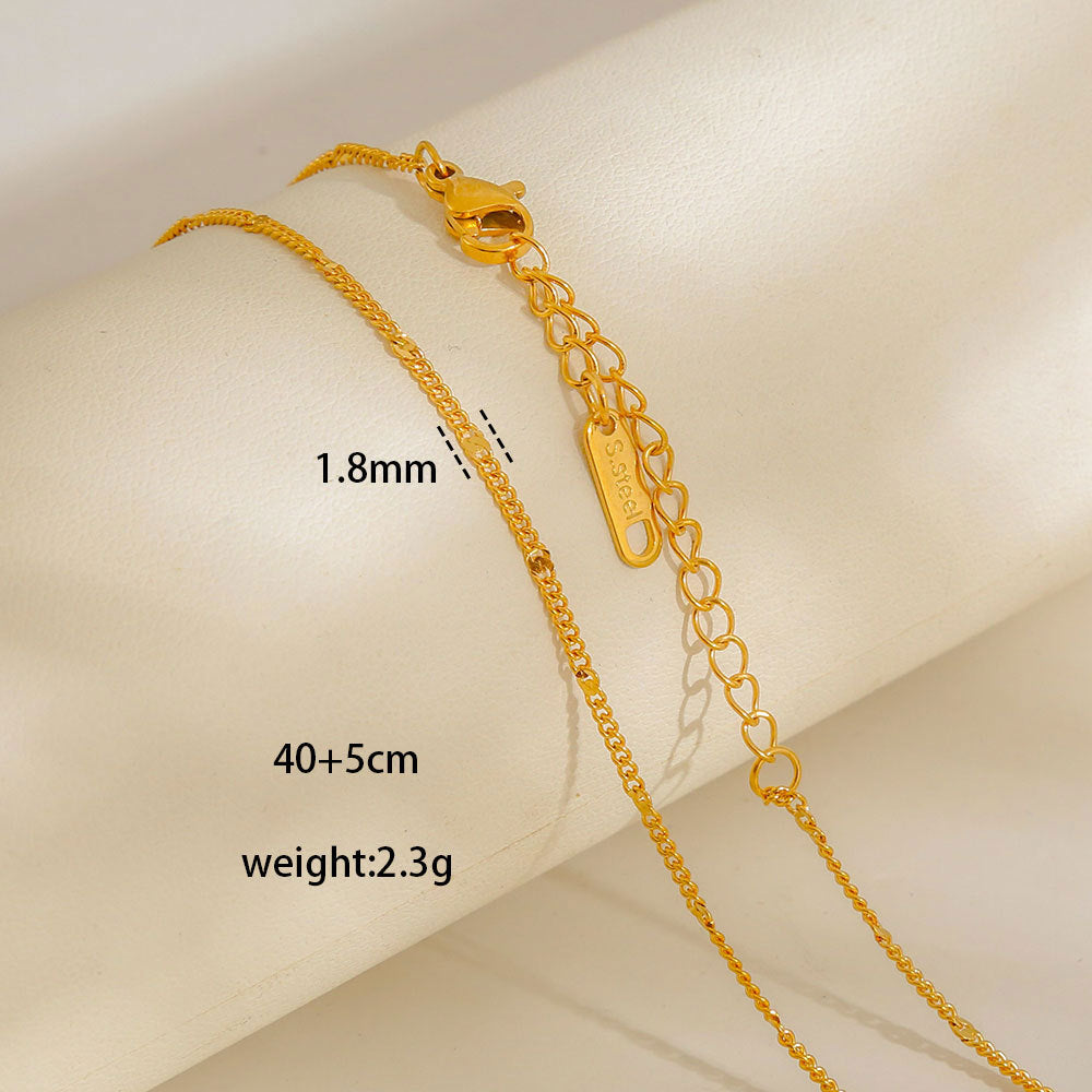 Collana con Ciondoli Geometrici Minimalisti in Acciaio al Titanio Placcato con Nappe, Charm Fai da Te per Donne