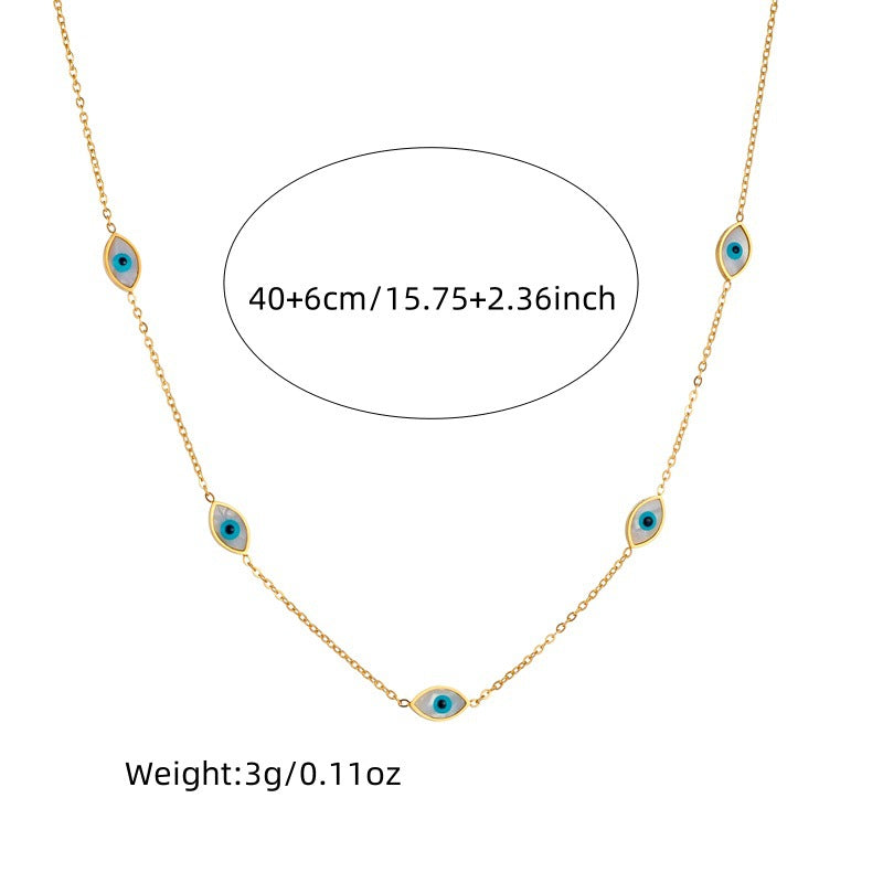 Vintage Blue Eye Box Chain Bracelet Earrings Necklace Set Stainless Steel Plated Women's Jewelry