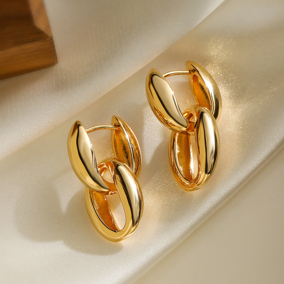 Irregular Geometric Copper Earrings with Real Gold Plating for Women Minimalist Fashion-Forward Everyday Wear
