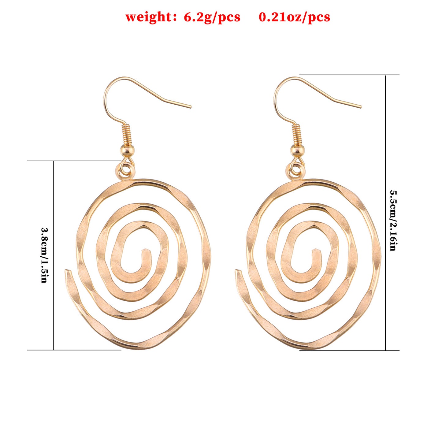 Fashionable Hollow Circular Spiral Earrings for Women in Alloy with Plated Finish