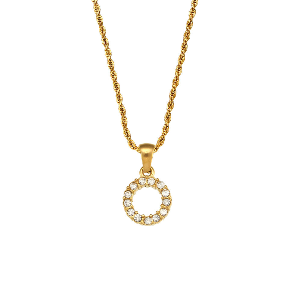 Collana da donna minimalista con pendente a lettera in stile Ins, catena in acciaio inossidabile e pendente in acciaio al titanio placcato