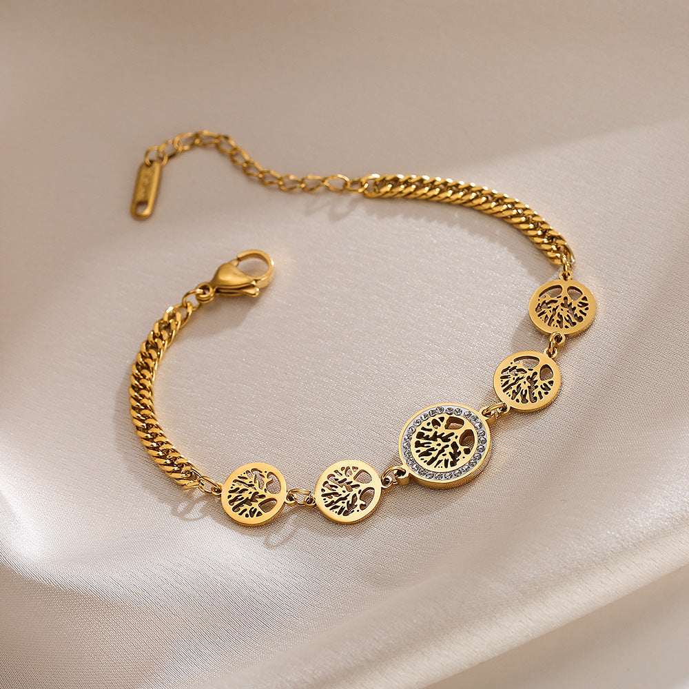 Bracciale Minimalista Geometrico a Cerchio in Acciaio al Titanio da Donna con Design Elegante di Lusso Leggero