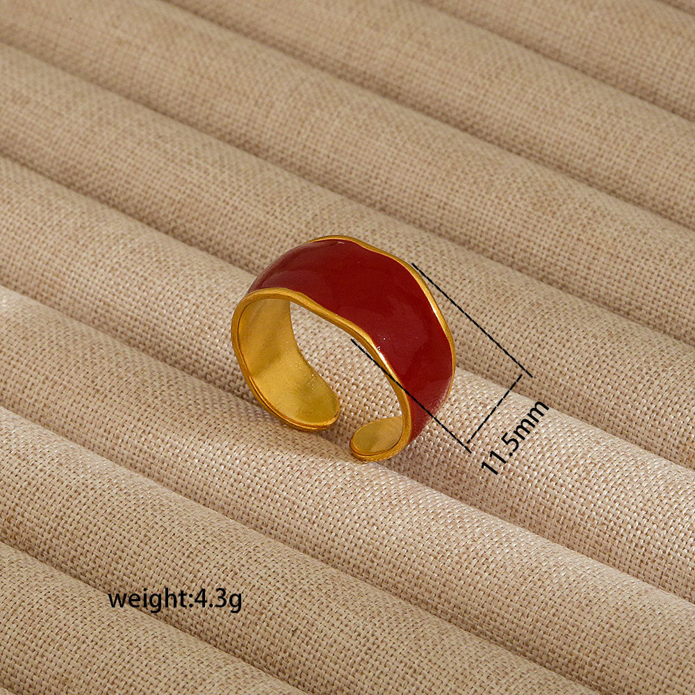 Anillo abierto irregular de acero inoxidable para mujer con baño de oro de 18K, diseños geométricos de corazón, estrella, letras y constelaciones