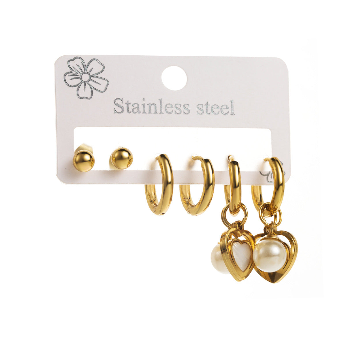 Pendientes de botón minimalistas geométricos de acero inoxidable con acabado chapado para mujer