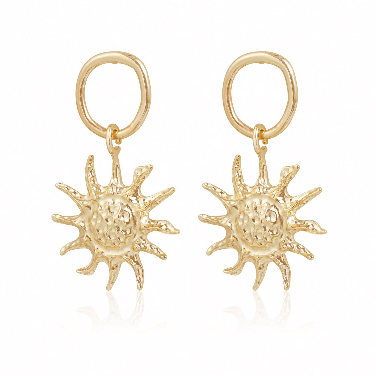 Pendientes vintage de girasol geométricos en aleación de zinc con acabado chapado para mujer