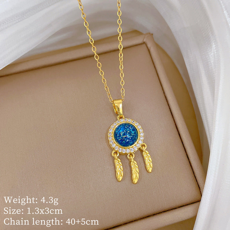 Sweet Minimalist Animal Shape Micro-Inlaid Cubic Zirconia Brass Pendant Titanium Steel Necklace for Unisex