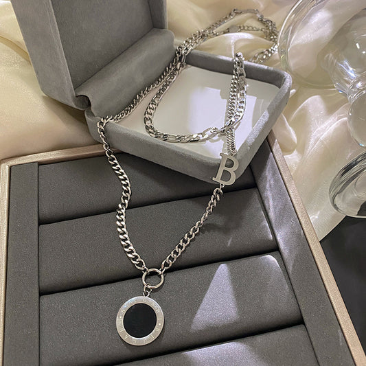 Titanium Steel Plated Long Sweater Chain Necklace Unisex