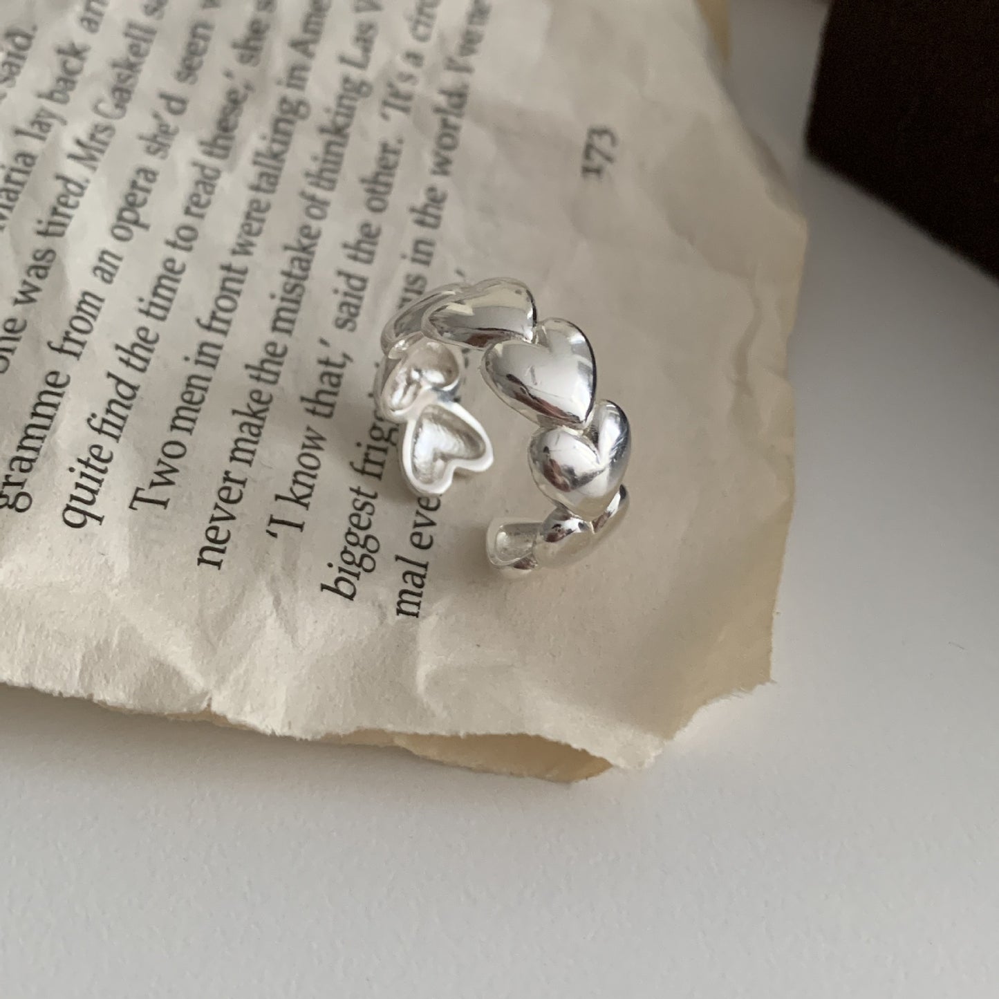 Fashionable Heart-Shaped 925 Sterling Silver Ring for Women Geometric Joint Ring with Plated Finish