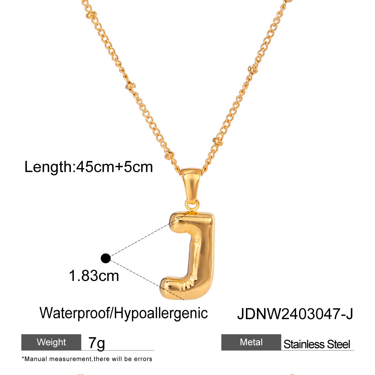 Minimalist Stainless Steel Letter Pendant Necklace Plated Titanium Steel Chain for Women