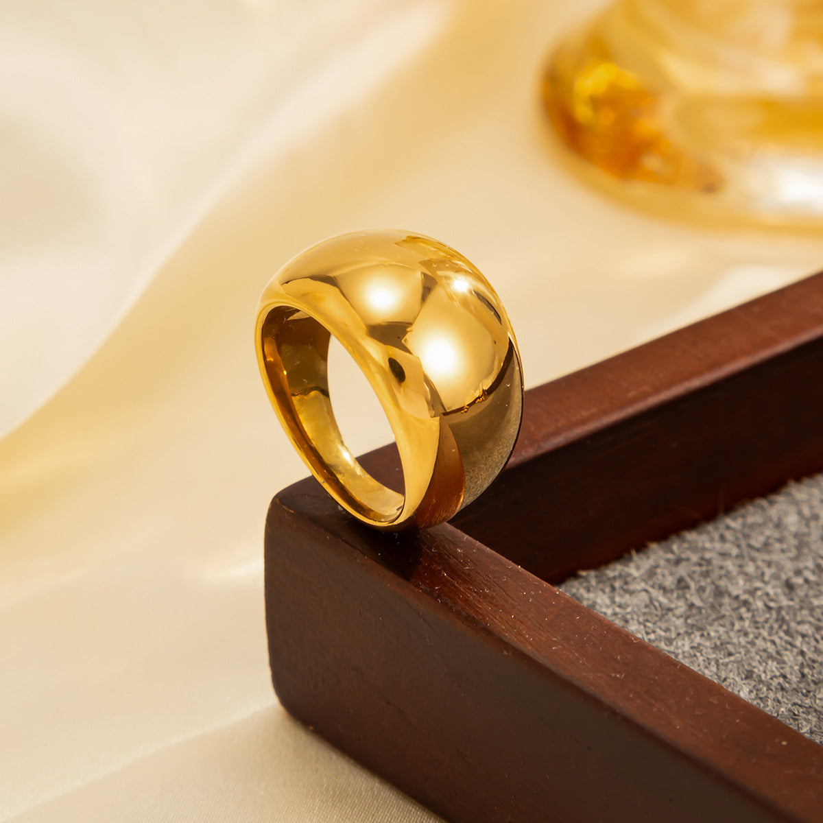 Minimalist Geometric Heart Teardrop Plated Stainless Steel Ring for Women