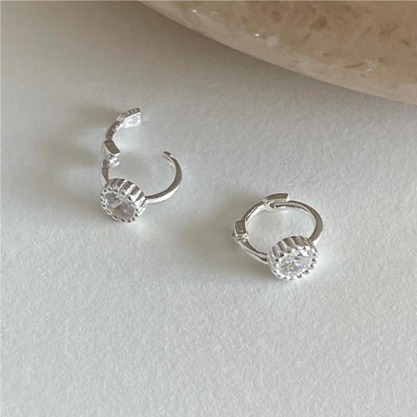 Minimalist Sweet 925 Sterling Silver Geometric Letter Cubic Zirconia Stud Earrings Gold Plated