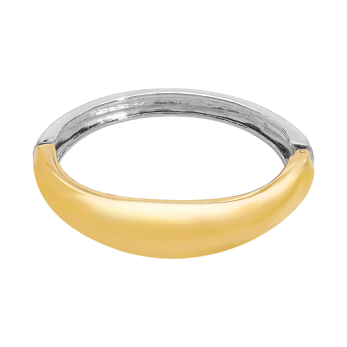 Bracciale a molla da donna in lega di zinco lucida, ovale, geometrico, minimalista di lusso