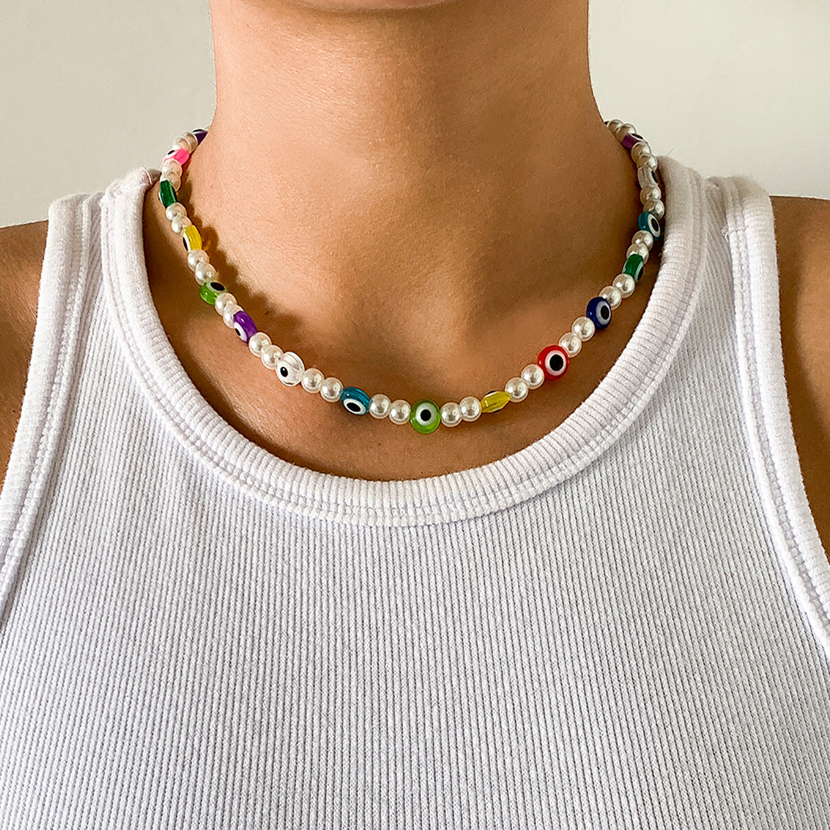 Sweet Floral Acrylic and Imitation Pearl Ball Chain Necklace
