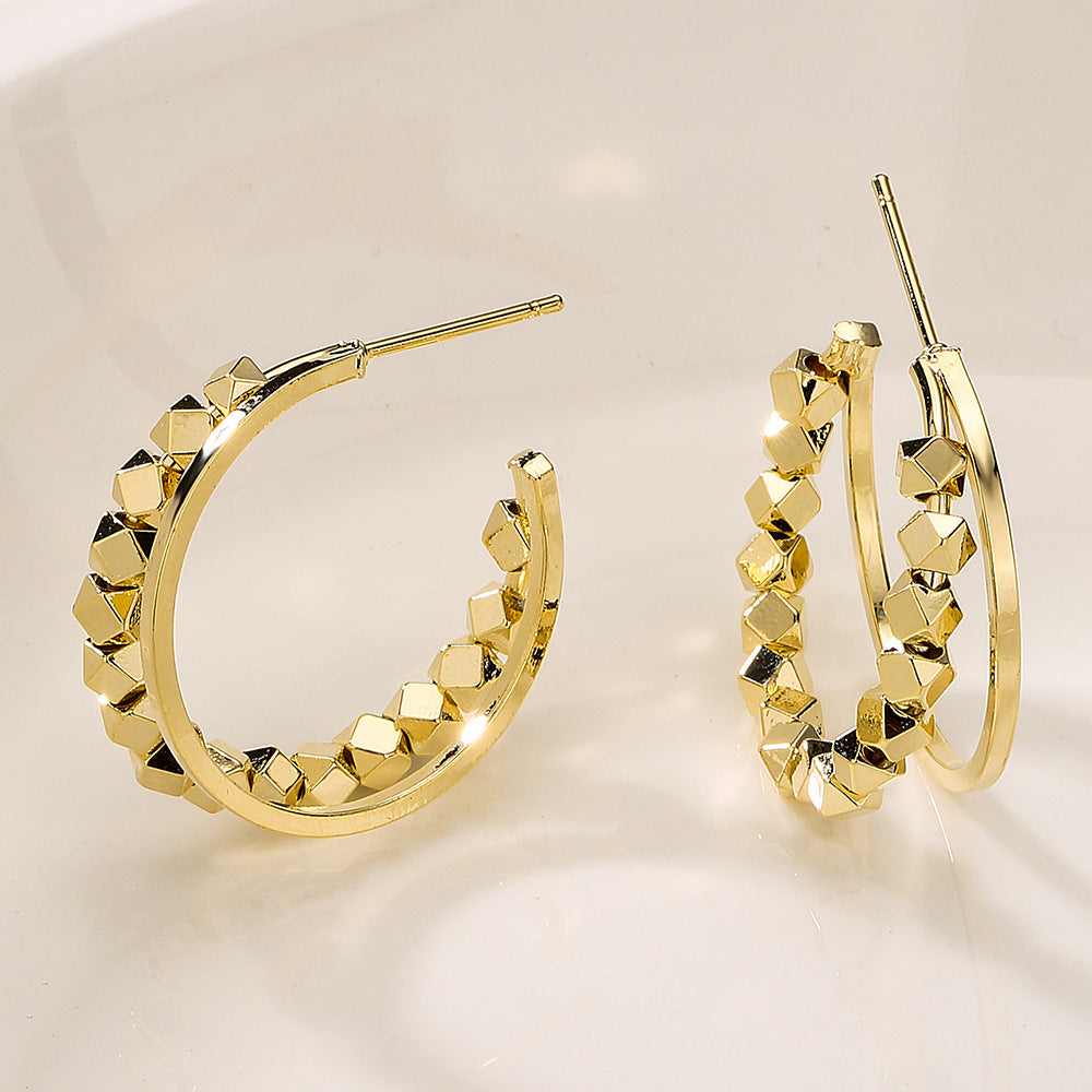 Minimalist Geometric Irregular Earrings for Women Copper Base with 14K Gold Plated Posts
