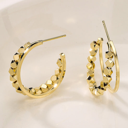 Pendientes Geométricos Irregulares Minimalistas para Mujer con Base de Cobre y Postes Bañados en Oro de 14K