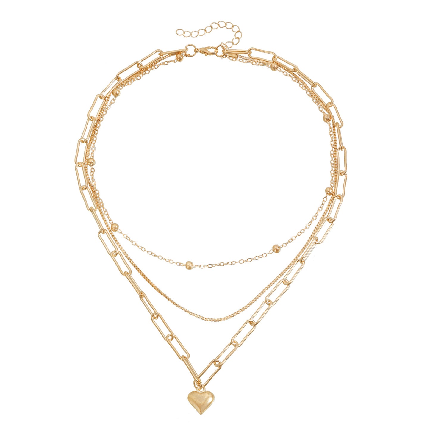 Vintage Geometric Heart Alloy Plated Necklace for Women