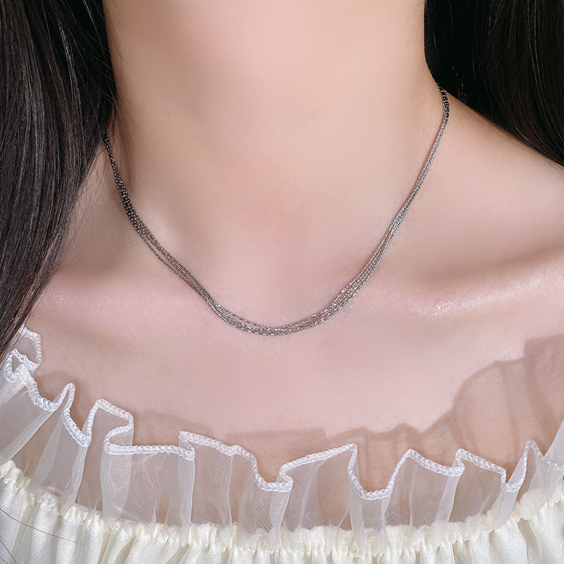 Hip-hop Minimalist Geometric Titanium Steel Plated Snake Chain Necklace for Unisex