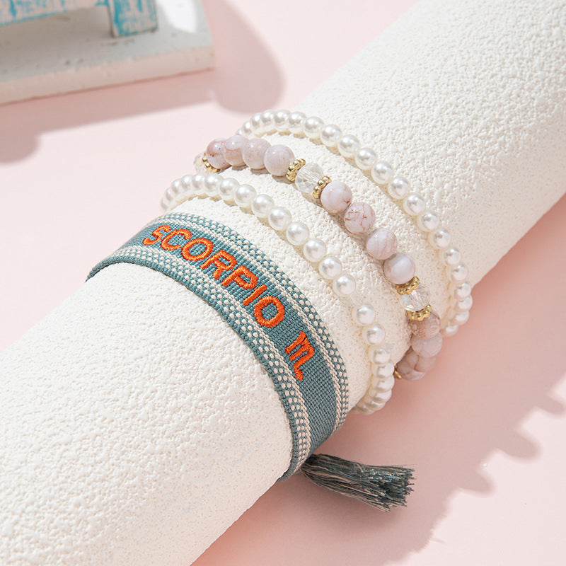 Bohemian Children's Woven Bracelet with Star Charm and White Crystal Accent for Girls Aged 6 to 10 Years