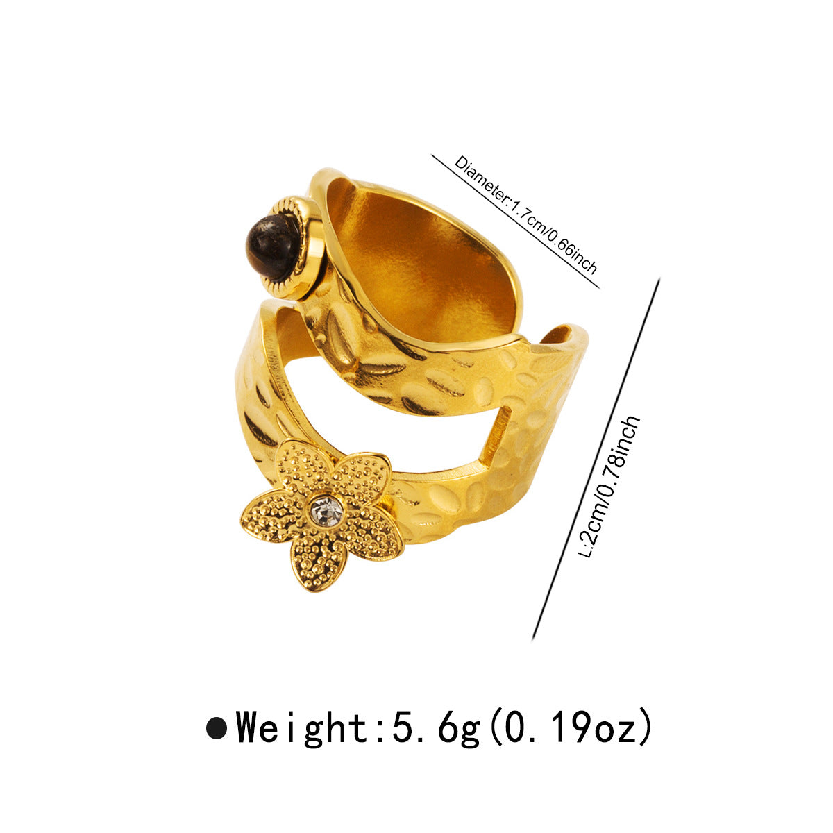 Vintage Ethnic Style Heart-Shaped Stainless Steel Adjustable Ring with Turquoise and Shell Inlay