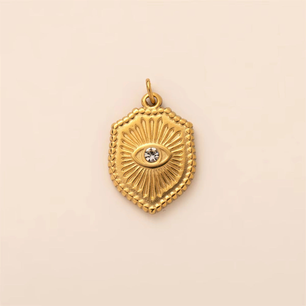 Vintage Stainless Steel Star Moon Pendant Charm Bar PVD 18K Gold Plated